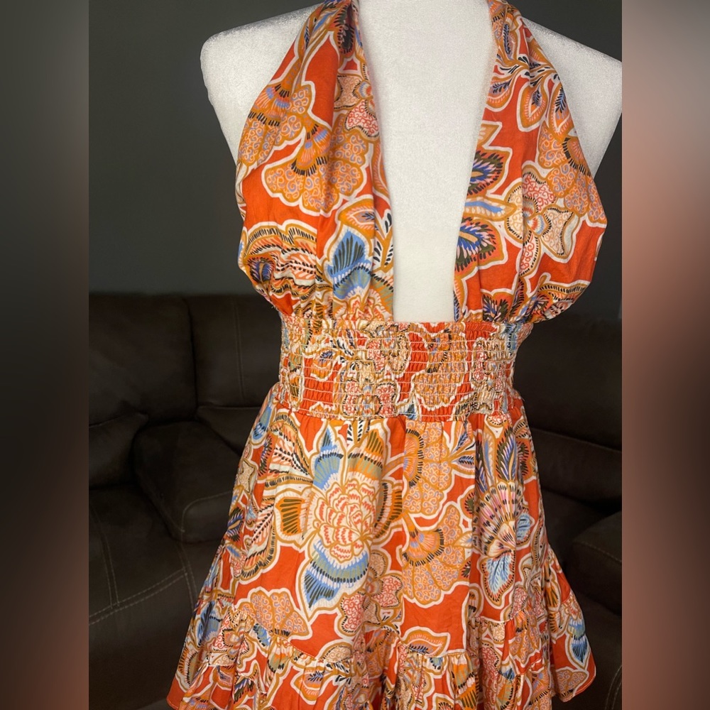 NWT Misa Los Angeles Tula Halter Convertible Mini Dress Tangerina Flora Sz M - Picture 7 of 15